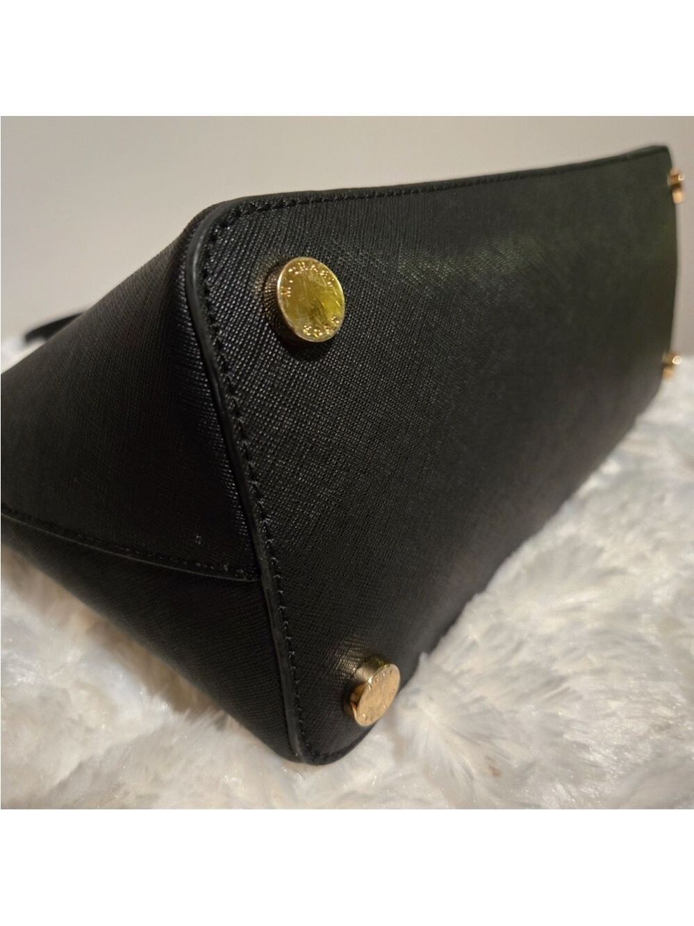Michael Kors Cindy Large Black Leather Dome Satchel Bag - Like New - Picture 9 of 12